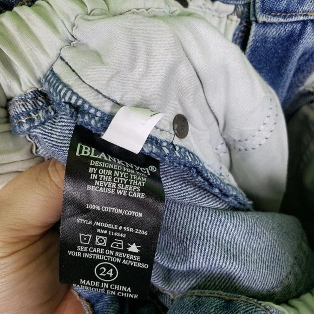 Blank NYC Light Wash Paper Waste Basket Distressed Jeans Size 24 - Picture 3 of 12